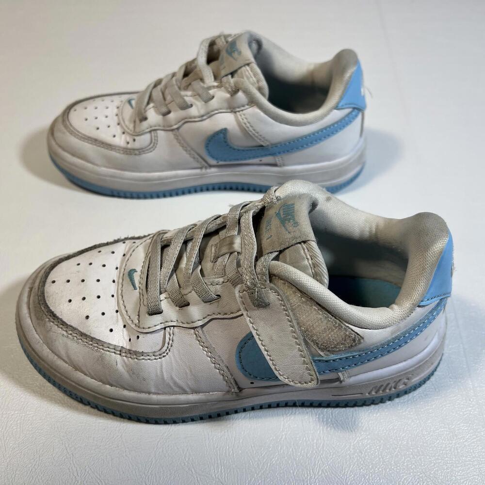 Nike Air Force 1 White Blue Boys Size 12c - Picture 4 of 7